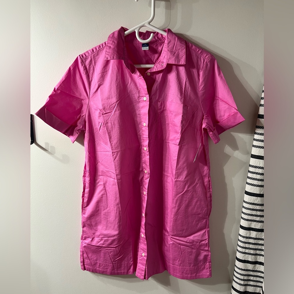 Old Navy. Women's Pink Short Sleeve Shirt Dress. Medium Petite. 100% Cotton.